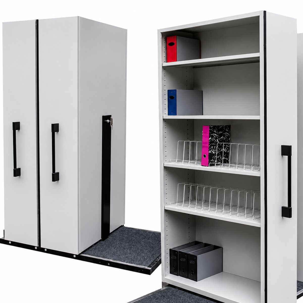 Technician installing and servicing a cabinet
